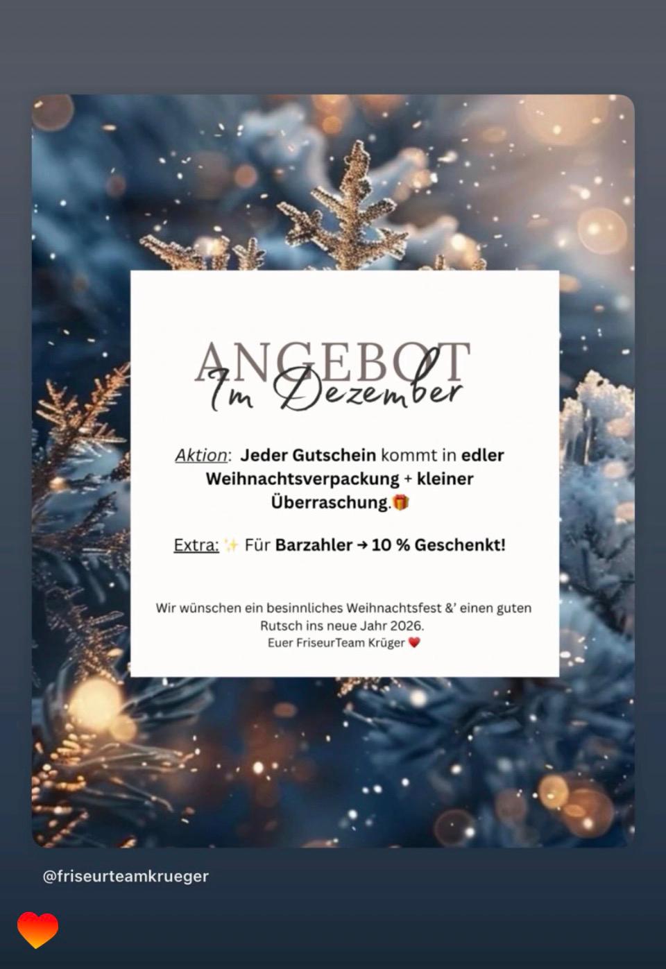 Anbegote im Dezember. Liebevoll eingepackte Gutscheine als Geschenk kaufen.