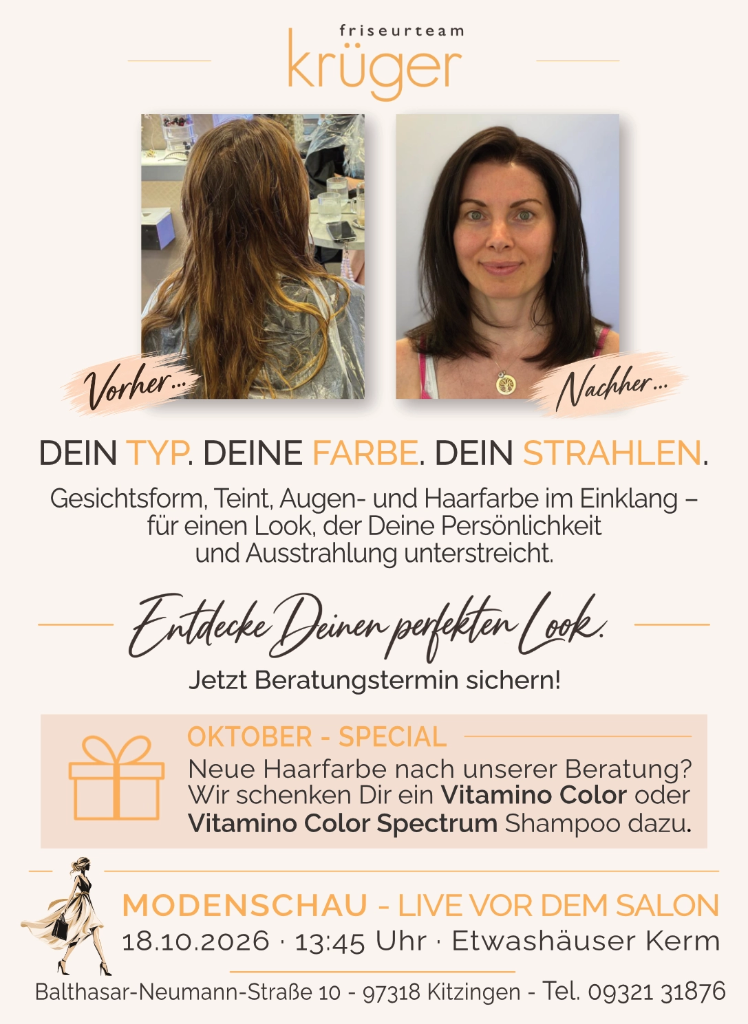 Aktion Oktober 2026 Spezielles Angebot bei Friseurteam Krüger in Kitzingen für den Monat Oktober 2026